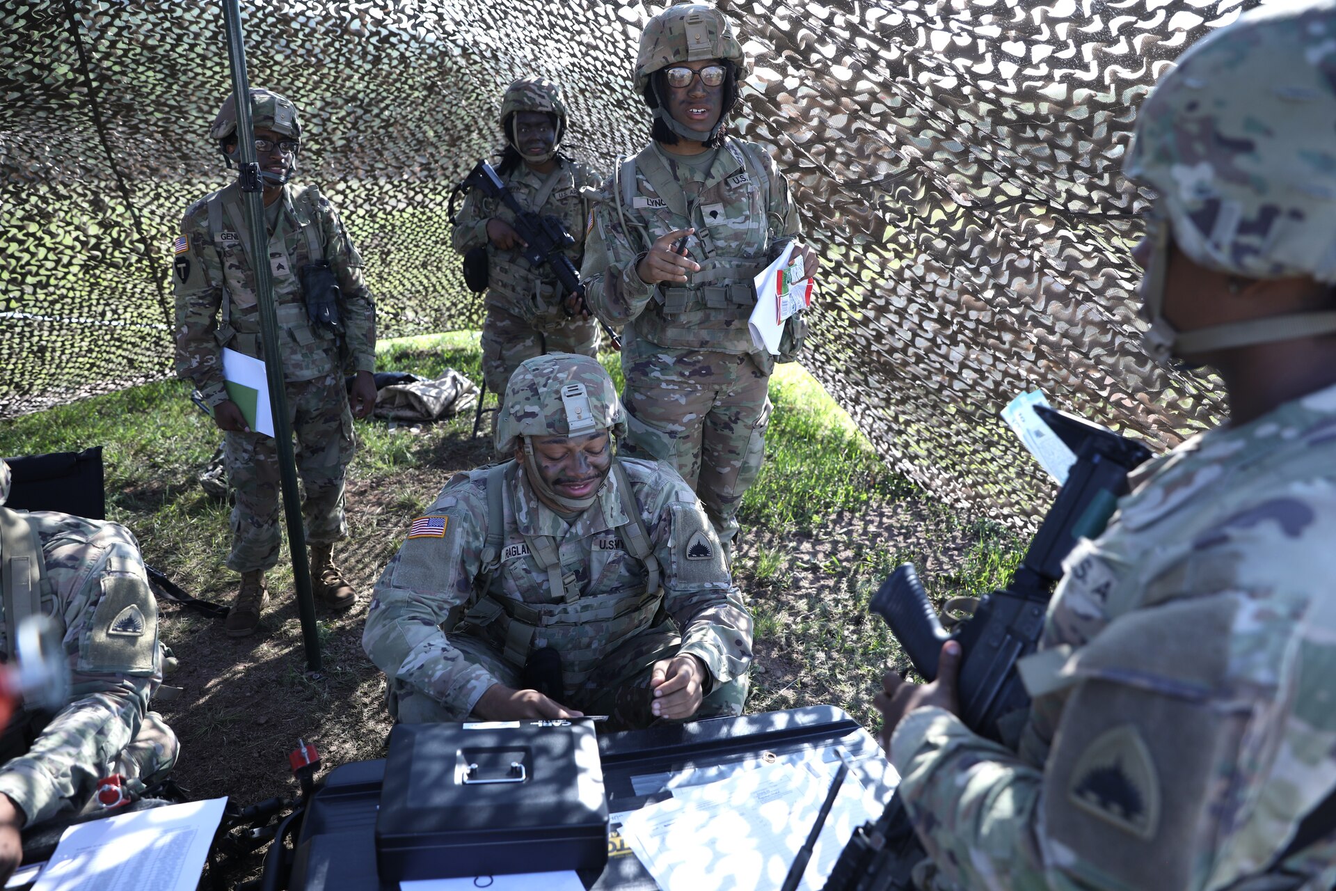 Soldiers with the 1946th Finance Company operate as a Financial Management Support Team during a training exercise at Fort Indiantown Gap, Pa., on June 4, 2025. Simulating disbursing operations in an austere environment is crucial training, as finance units can be assigned to support various types of units across the Army in a deployed setting. (U.S. Army photo by Spc. Carrol Hughes)