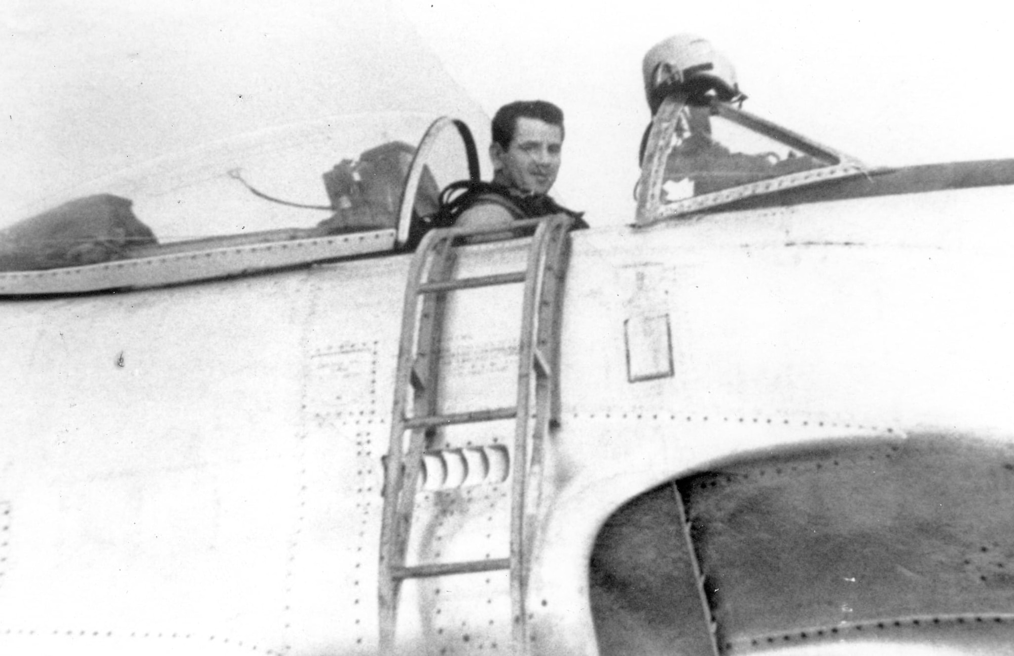 Capt. Alexander D. “Lucky” Currie started his service in the Korean War assigned to the 41st Fighter-Interceptor Squadron based at Yokota Air Base in Japan.  He is seen here in the cockpit of an F-80C Shooting Star jet fighter.  (Photo courtesy of Mr. Jack Cook)