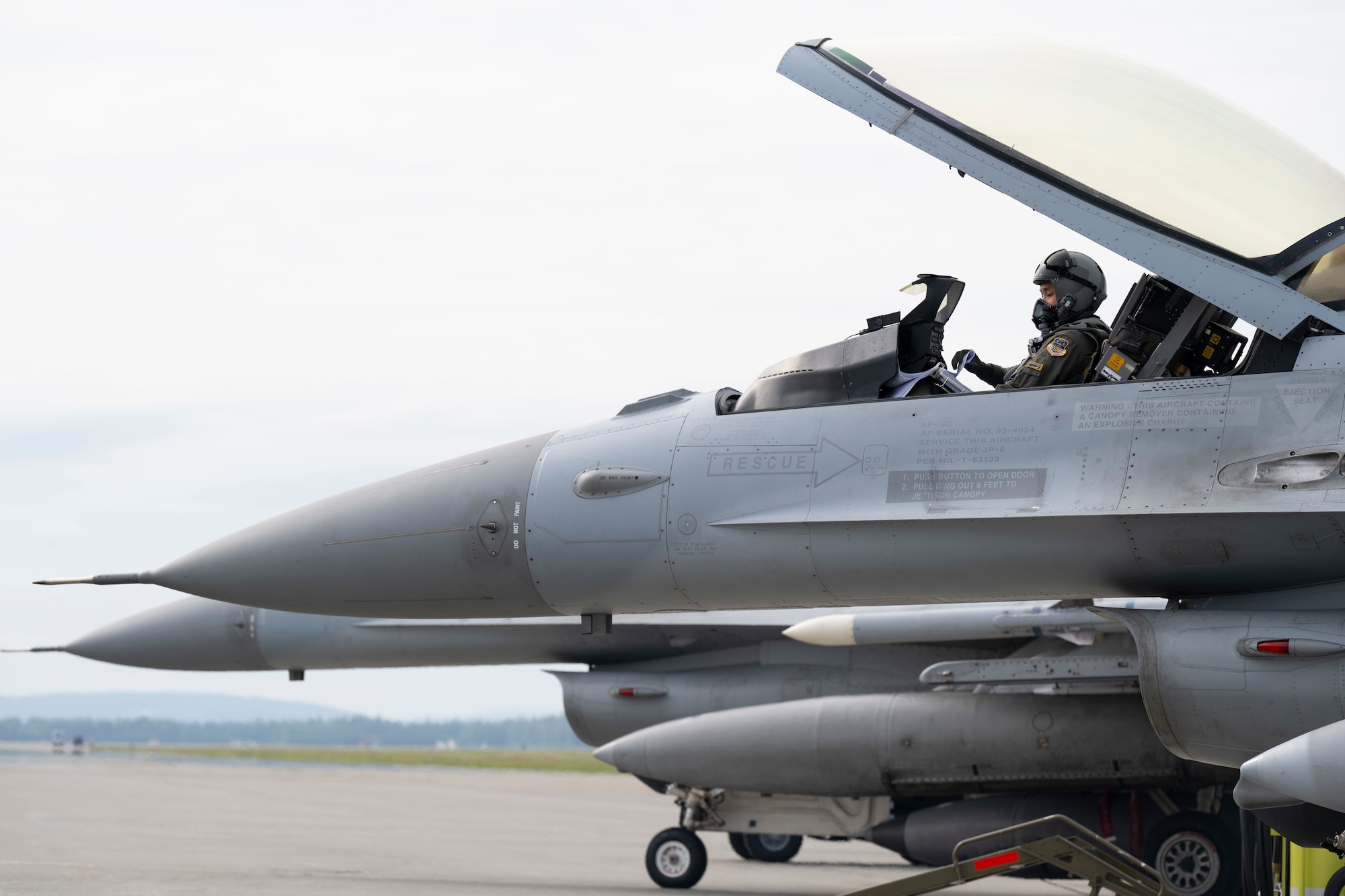 Republic of Korea Air Force Capt. Taek Geun Lim, KF-16 Fighting Falcon pilot, reviews flight reference materials prior to departure during Red Flag-Alaska 25-2 at Eielson Air Force Base, Alaska, June 24, 2025.