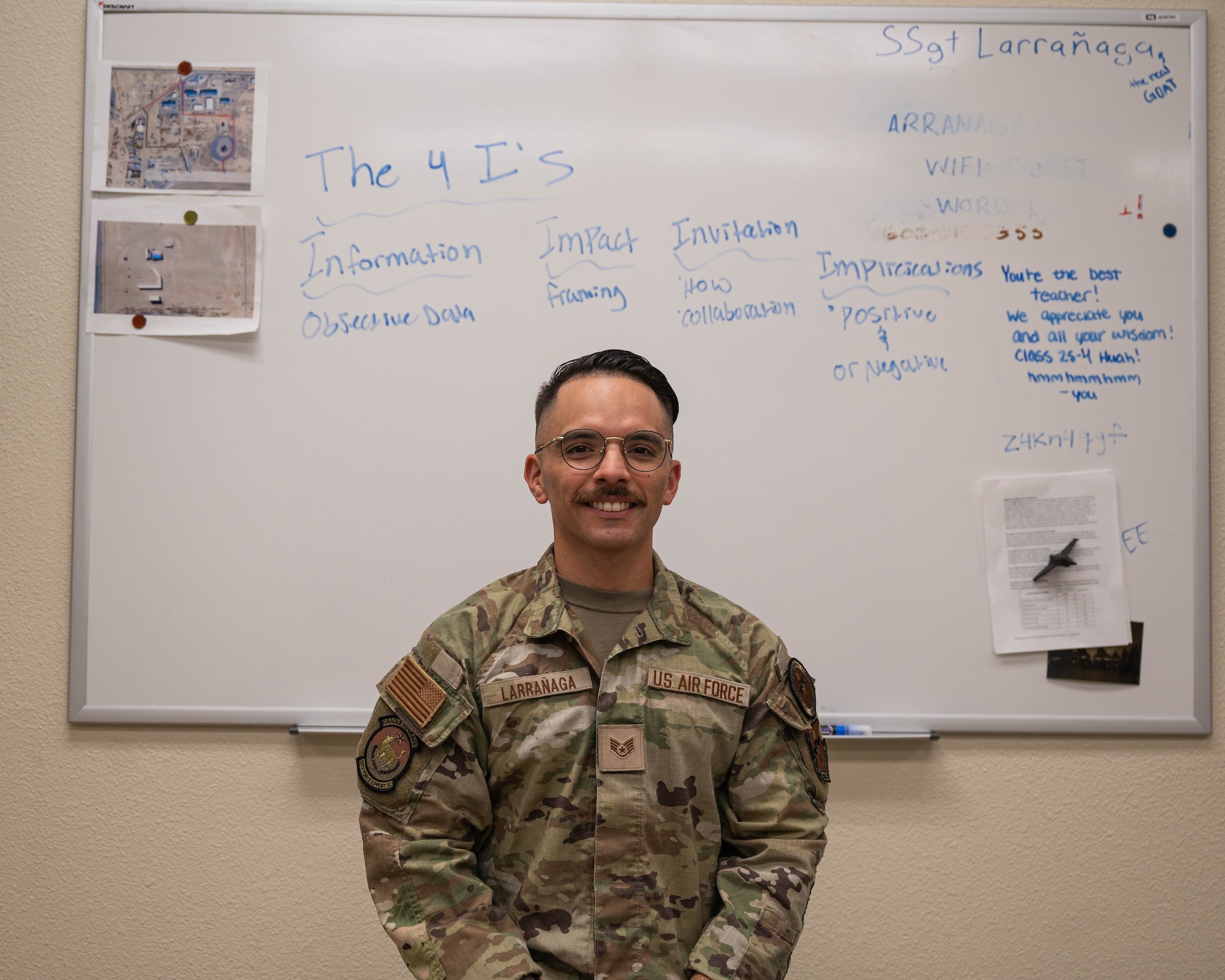 U.S. Air Force Staff Sgt. Angel Larranaga, 56th Force Support Squadron Airman Leadership School instructor poses for a photo.