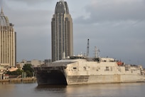 Mobile, Alabama (May 19, 2025) – Members of the shipbuilding team, from Program Executive Office, Ships; Supervisor of Shipbuilding Gulf Coast; Austal USA; and General Dynamics on board USNS Point Loma (T-EPF 15), the Navy’s second Flight II Expeditionary Fast Transport ship, before the at sea portion of acceptance trials at the Austal USA shipyard in Mobile, Alabama.
