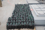 PACIFIC OCEAN - Members of a U.S. Coast Guard Law Enforcement Detachment and U.S. Navy Sailors assigned to the Arleigh Burke-class guided-missile destroyer USS Sampson (DDG 102) seized approximately 7,850 pounds of contraband during a visit, board, search and seizure operation, June 22, 2025. Sampson is employed under U.S. Northern Command's maritime homeland defense authorities with a Coast Guard Law Enforcement Detachment embarked to enable maritime interdiction missions to prevent the flow of illegal drugs and other illegal activity. U.S. Northern Command is working together with the Department of Homeland Security to provide additional military forces and capabilities at the southern border. (Official U.S. Navy photo).