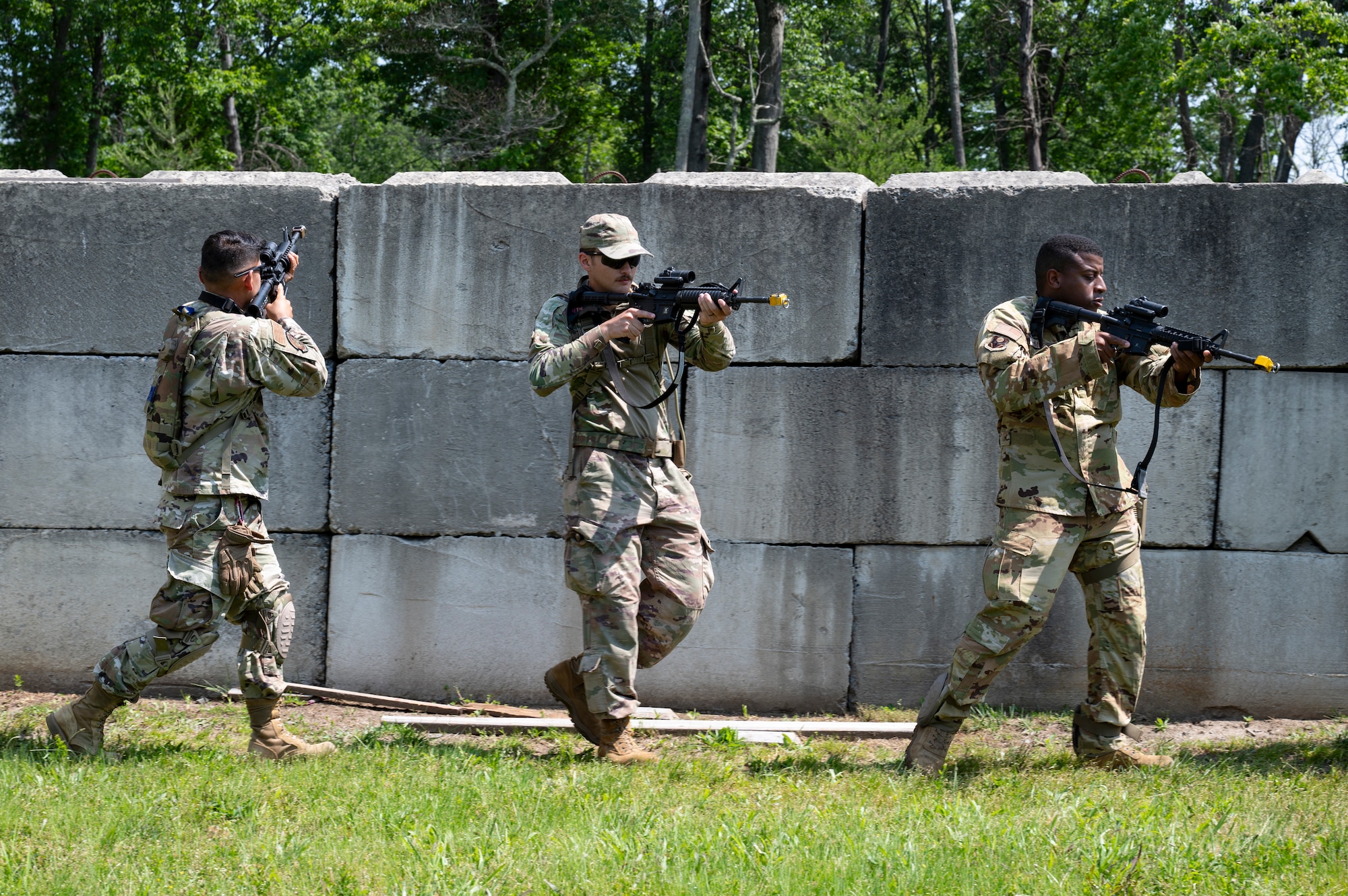Airmen conduct weapons training outside