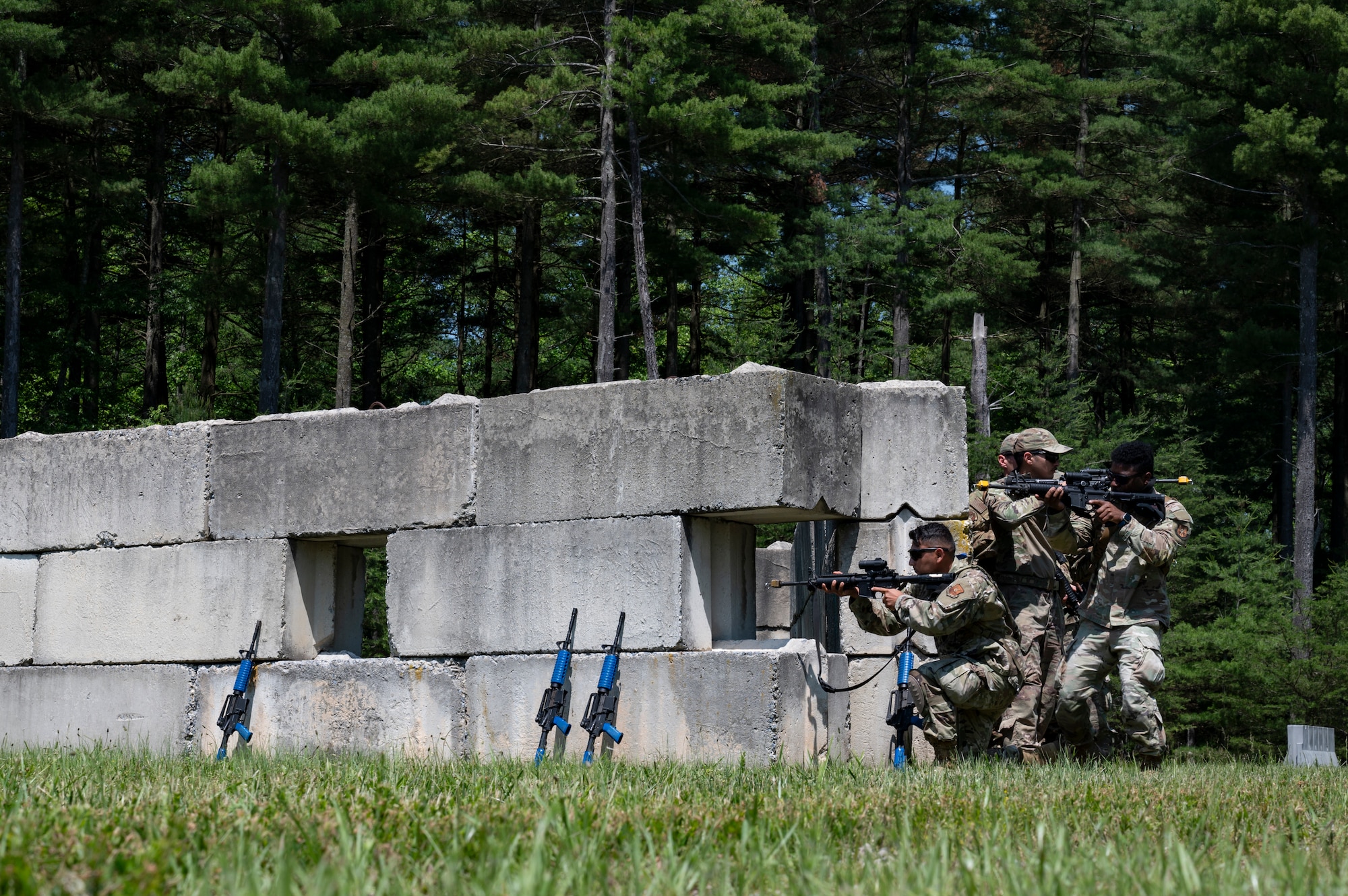 Airmen conduct weapons training outside