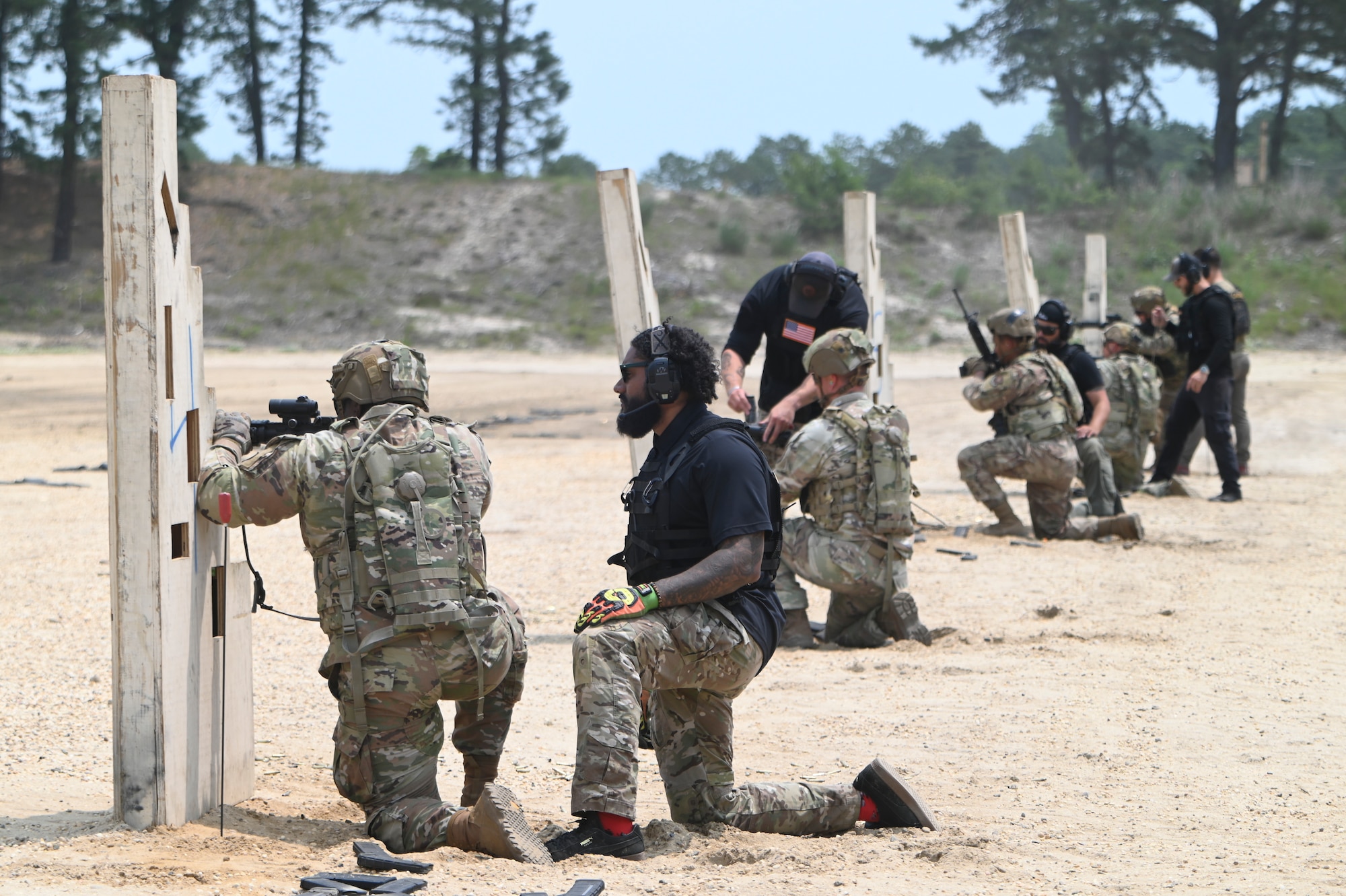 Airmen conduct weapons training outside