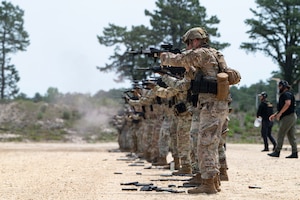 Airmen conduct weapons training outside