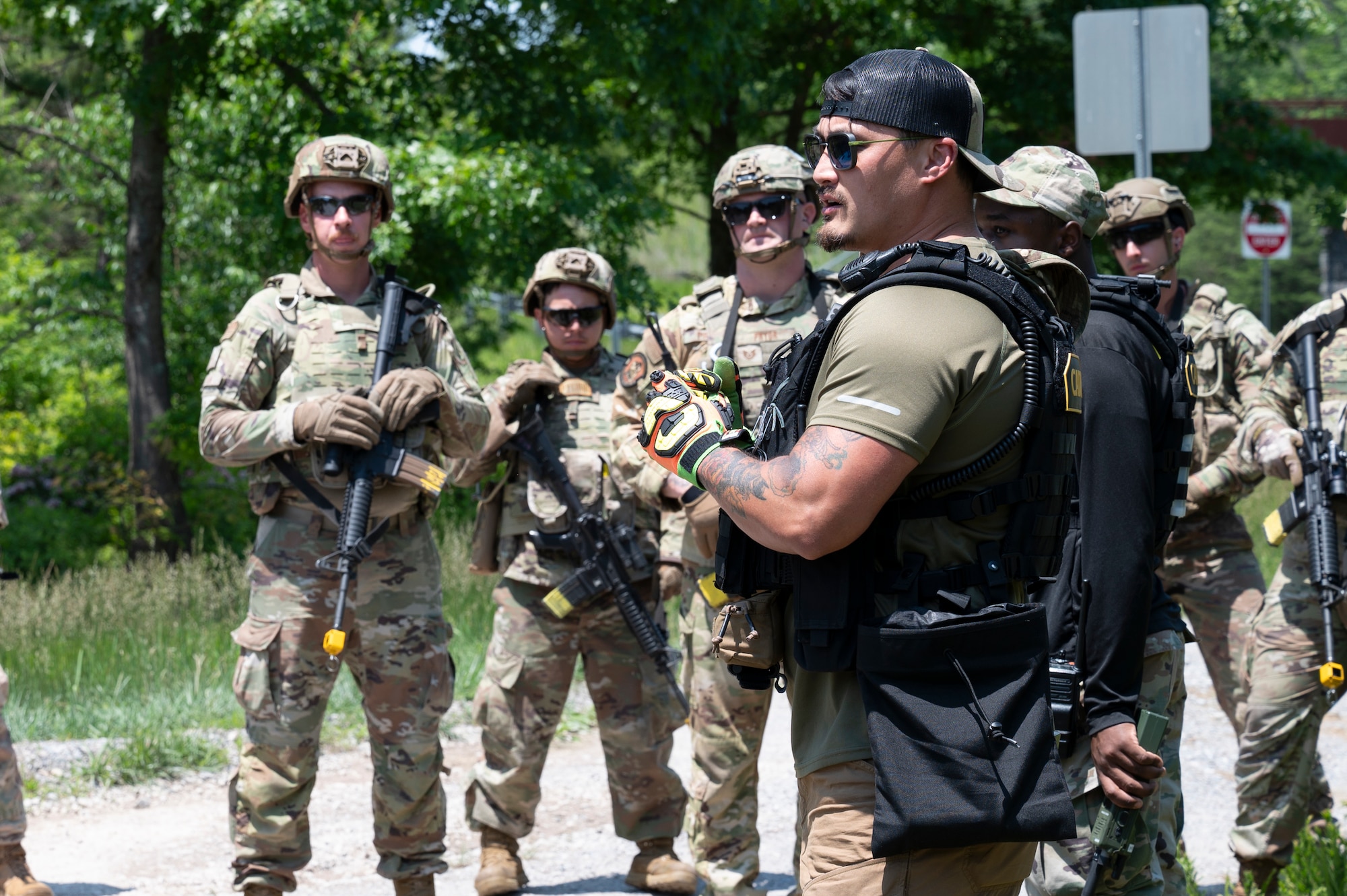 Airmen conduct weapons training outside