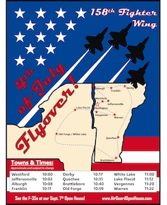 A visual map of the F-35 Independence Day flyover path.