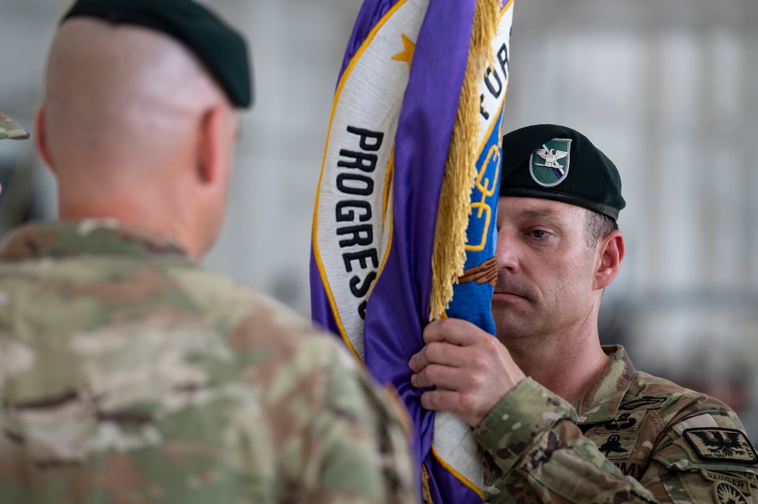 Col. Snyder received the guidon during his change of command ceremony