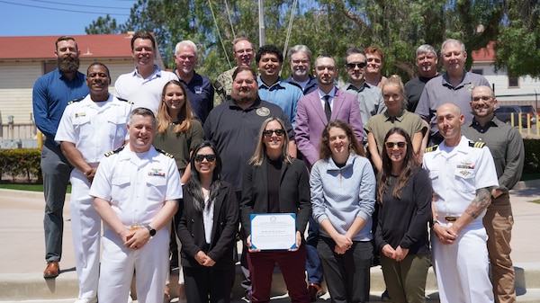 SAN DIEGO (June 25, 2025) In the category of Teams Collaborating Across the Department of Navy, Naval Health Research Center’s (NHRC) Command Readiness Endurance and Watchstanding (CREW) team, led by Principal Investigator Dr. Rachel Markwald, took home the honors. CREW is developing an operational fatigue risk management system that uses wearable biometric devices, such as rings or watches, to collect sleep data to monitor fatigue risk and Sailor readiness. NHRC, part of Navy Medicine Research & Development, supports Navy, Marine Corps, and joint U.S. warfighter health readiness and lethality with research and development that delivers high-value, high-impact solutions to the health and readiness challenges U.S. military population faces on the battlefield, at-sea, home and abroad. (U.S. Navy photo by Danielle Cazarez)