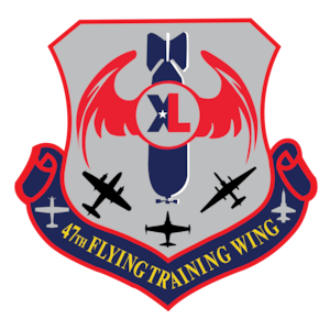 A morale patch for the 47th Flight Training Wing at Laughlin Air Force, Texas. The patch combined ideas from the wing’s airmen to celebrate the base’s heritage dating back to World War II. (U.S. Air Force graphic by Airman 1st Class Harrison Sullivan)