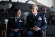 Chief Master Sgt. Kim T. Groat relinquishes the position of the State Command Chief Master Sergeant of the Alaska Air National Guard to Chief Master Sgt. Jeffrey A. Ling during a change of responsibility ceremony at Joint Base Elmendorf-Richardson, Alaska, June 18, 2025. Brig. Gen. Brian D. Kile, the commander of the Alaska Air National Guard, presided over the ceremony.