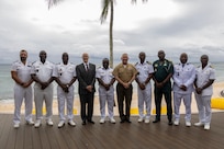 African Maritime Forces Summit 2025 key leaders pose for a group photo in Pointe Aux Piments, Mauritius, June 25, 2025. African Maritime Forces Summit is a summit that seeks to bring together senior leaders from African maritime forces, naval infantries, and militaries, alongside international partners, to address critical maritime security challenges facing the African continent.