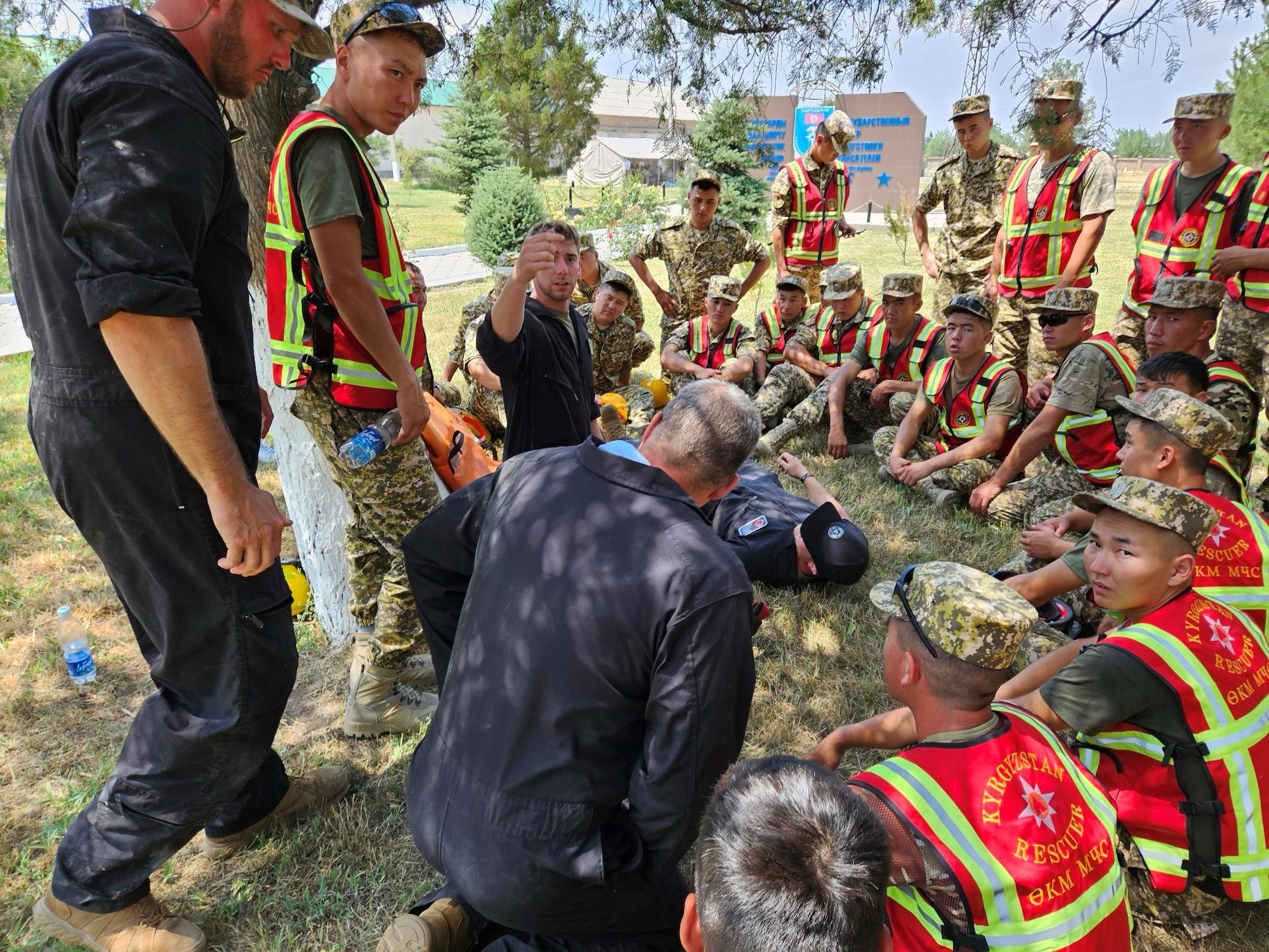Members from the Montana Army and Air National Guard work with the Kyrgyz Republic during a subject matter expert exchange as part of Ak Shumkar 2025