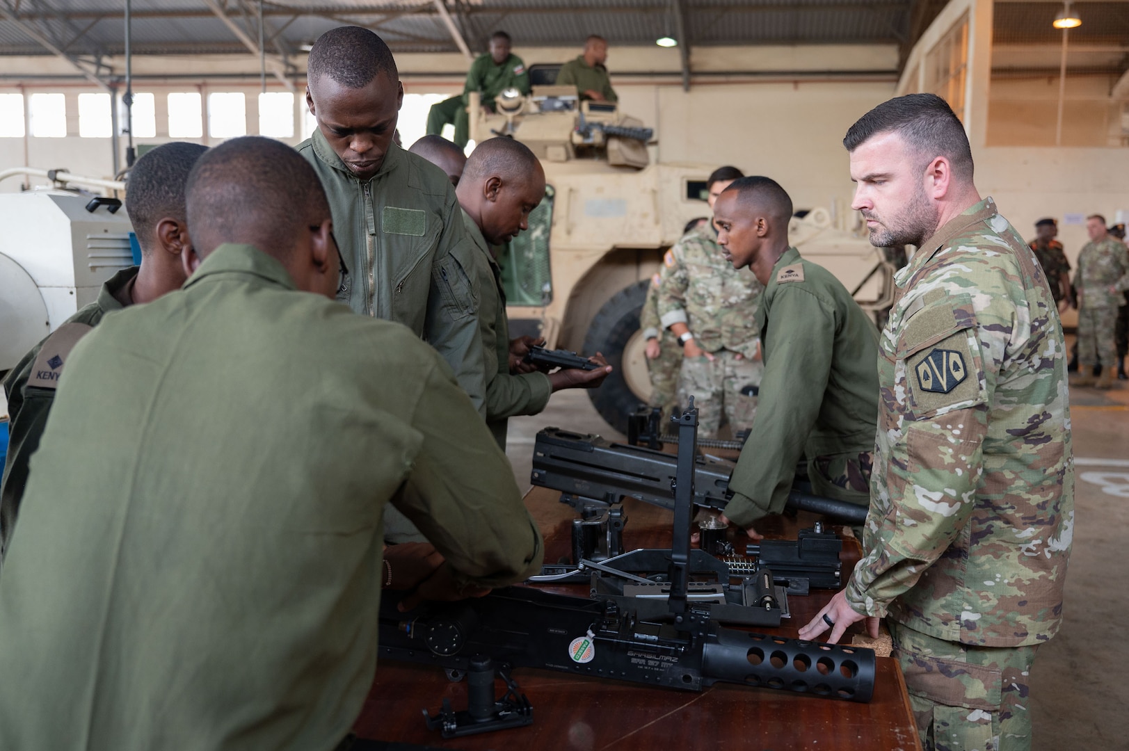 U.S. Army Staff. Sgt. Evan Boyer, an electronics and small arms repairer with the Massachusetts National Guard, works with members of the Kenya Army Corps of Electrical and Mechanical Engineering at the Kahawa Barracks in Nairobi, Kenya, on May 30, 2025.