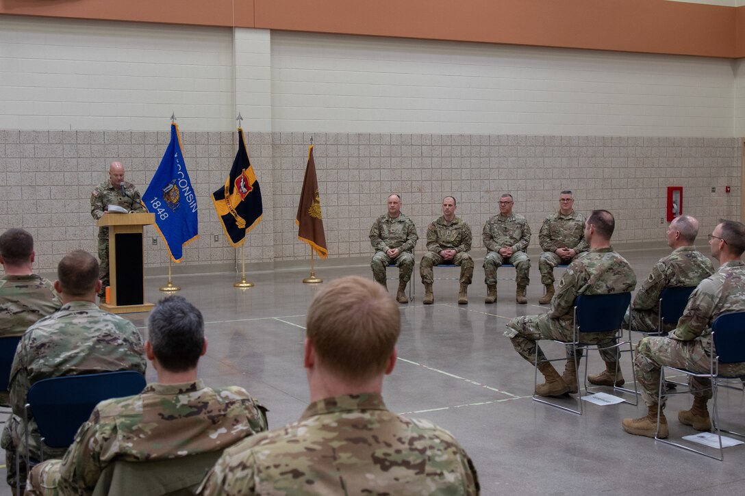 The Wisconsin Army National Guard's 64th Troop Command held an assumption of responsibility ceremony as Chief Warrant Officer 4 Andrew Jarosinski became the brigade's first Command Senior Warrant Officer Advisor at the Armed Forces Reserve Center in Madison, Wis., May 2, 2025. Jarosinski will serve as an advisor to the brigade commander and his staff on all aspects of army operations as well as a principal advisor to all subordinate warrant officer leaders throughout the 64th Troop Command.
