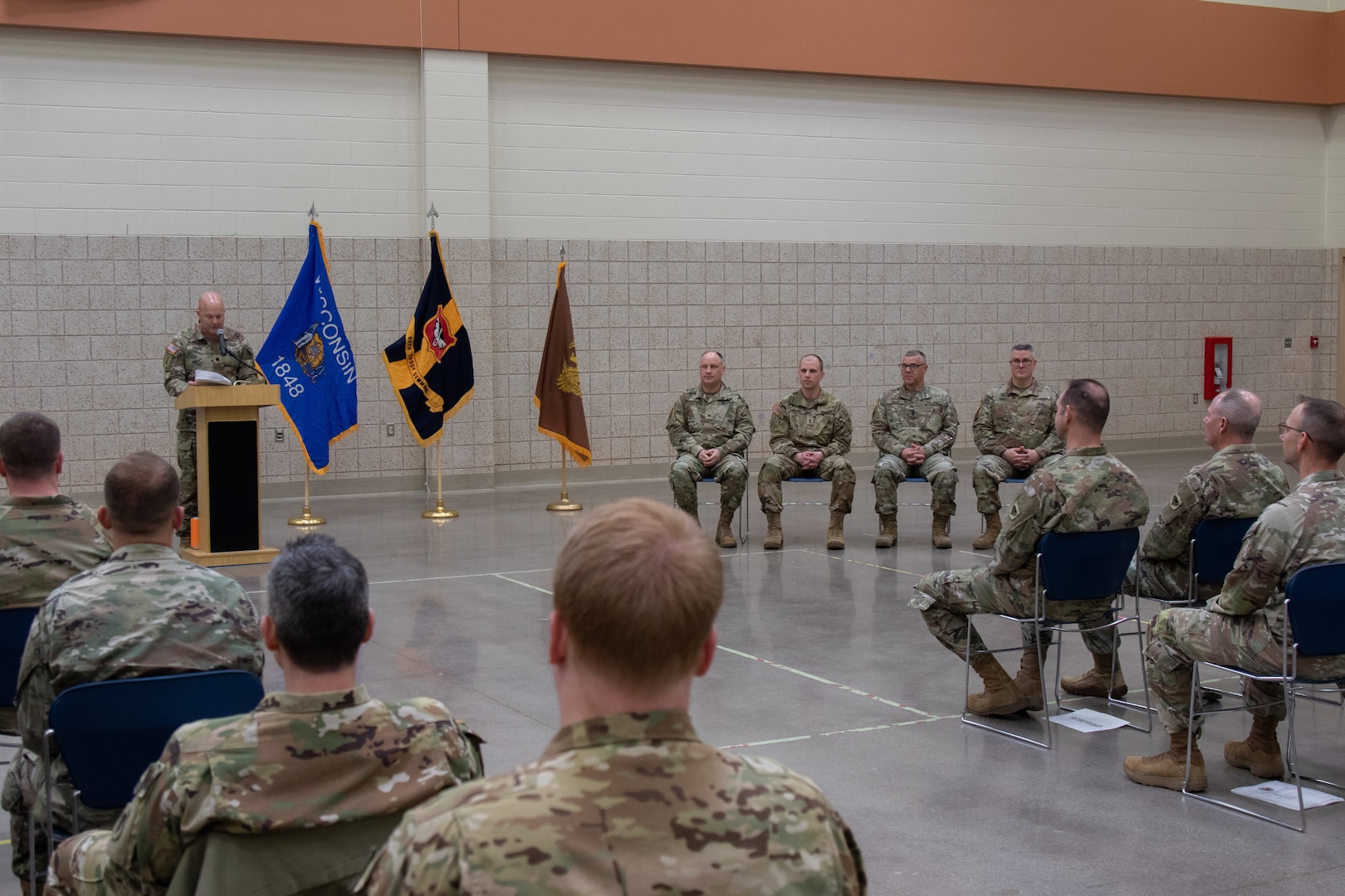 The Wisconsin Army National Guard's 64th Troop Command held an assumption of responsibility ceremony as Chief Warrant Officer 4 Andrew Jarosinski became the brigade's first Command Senior Warrant Officer Advisor at the Armed Forces Reserve Center in Madison, Wis., May 2, 2025. Jarosinski will serve as an advisor to the brigade commander and his staff on all aspects of army operations as well as a principal advisor to all subordinate warrant officer leaders throughout the 64th Troop Command.
