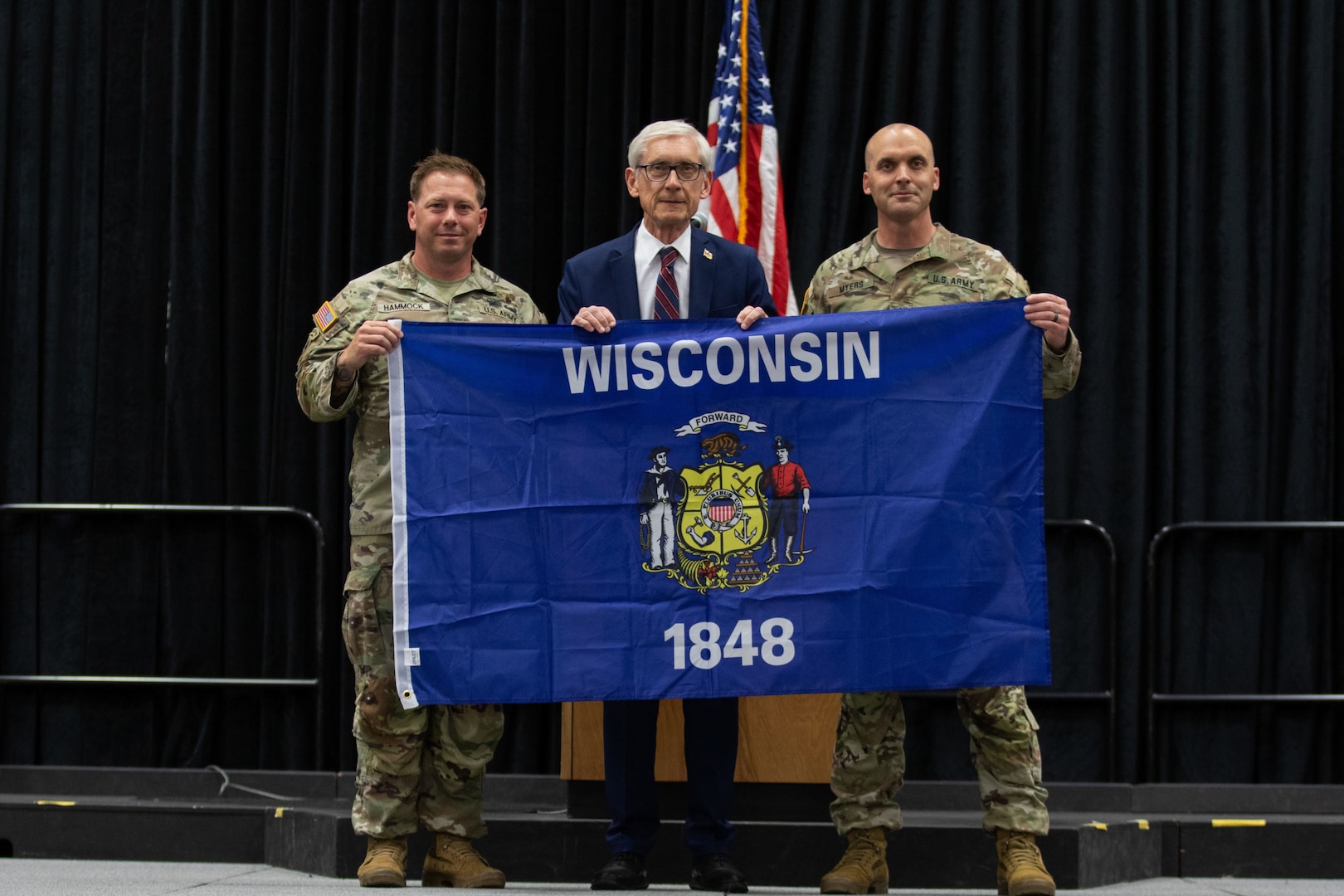 The Wisconsin Army National Guard's 2nd Battalion, 127th Infantry Regiment held a mobilization send-off ceremony in Oshkosh, May 31, 2025. Approximately 700 Soldiers with the 2-127th Infantry Regiment, a battalion of the 32nd Infantry Brigade Combat Team,  are deploying to the Central Command area of responsibility and will work with NATO partners to promote regional security, dissuade conflict, and protect United States and coalition interests in the region. (U.S. Army National Guard photo by Staff. Sgt. Amanda Stock)