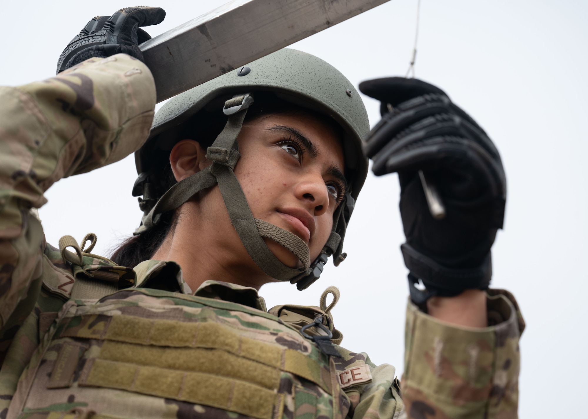 Airman Joleen Zabala, 30th Civil Engineer Squadron emergency management specialist, prepares to pin structures of a TEMPER tent, or Tent Extendable Modular Personnel, together during 30 CES’s Prime BEEF Day, otherwise known as a Prime Base Engineer Emergency Force event, at Vandenberg Space Force Base, Calif., June 26, 2025. Members of 30 CES trained on a variety of core competencies to include rapid airfield damage repair, base buildup, and tactical combat casualty care.