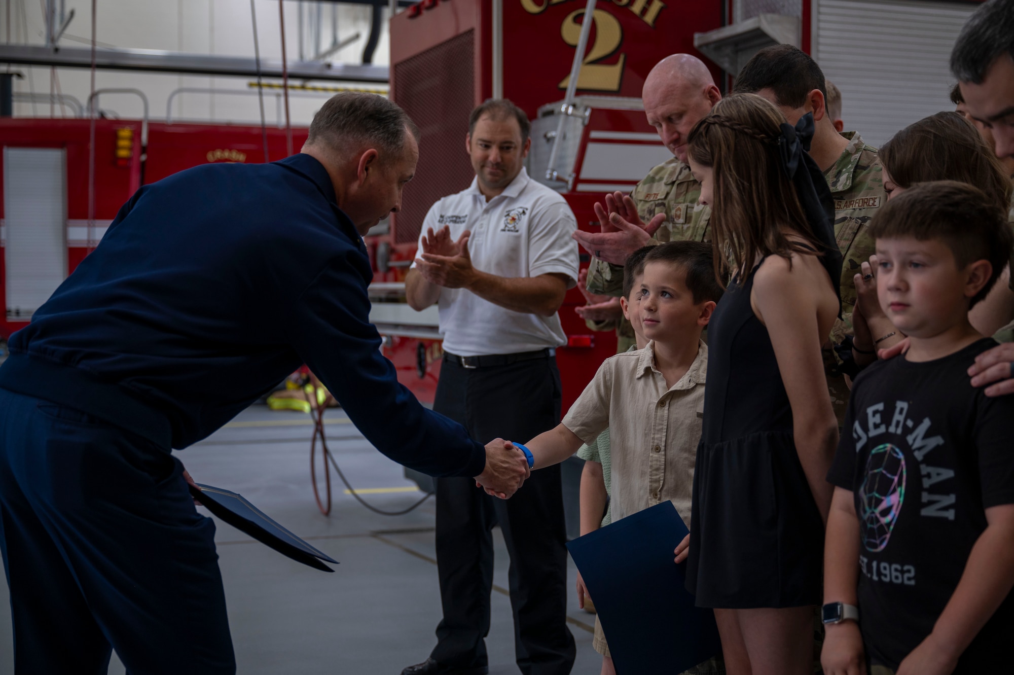Four children recognized for heroic action, preventing on-base fire