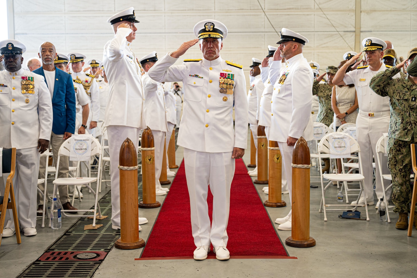 Rear Adm. Luke Frost relieved Rear Adm. Michael Steffen as Commander, Navy Reserve Forces Command (CNRFC) during a ceremony held at the Helicopter Sea Combat Squadron 2 (HSC-2) hangar, June 27.