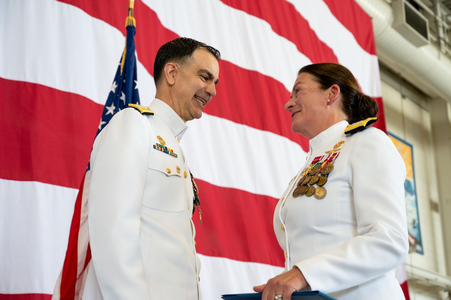Rear Adm. Luke Frost relieved Rear Adm. Michael Steffen as Commander, Navy Reserve Forces Command (CNRFC) during a ceremony held at the Helicopter Sea Combat Squadron 2 (HSC-2) hangar, June 27.