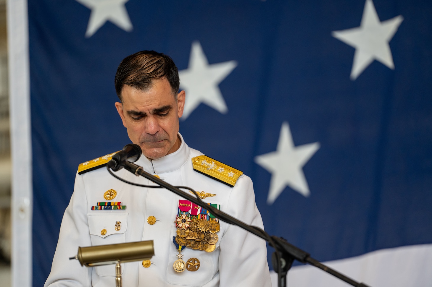 Rear Adm. Luke Frost relieved Rear Adm. Michael Steffen as Commander, Navy Reserve Forces Command (CNRFC) during a ceremony held at the Helicopter Sea Combat Squadron 2 (HSC-2) hangar, June 27.