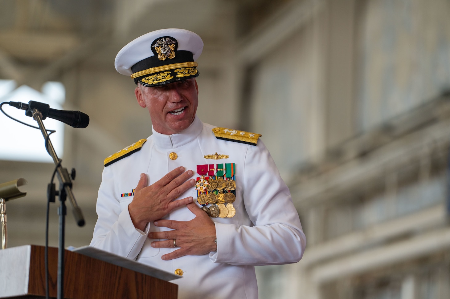 Rear Adm. Luke Frost relieved Rear Adm. Michael Steffen as Commander, Navy Reserve Forces Command (CNRFC) during a ceremony held at the Helicopter Sea Combat Squadron 2 (HSC-2) hangar, June 27.