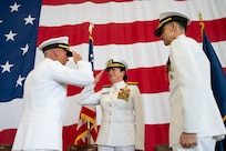 Rear Adm. Luke Frost relieved Rear Adm. Michael Steffen as Commander, Navy Reserve Forces Command (CNRFC) during a ceremony held at the Helicopter Sea Combat Squadron 2 (HSC-2) hangar, June 27.