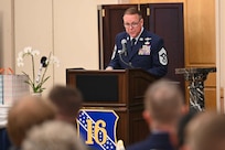 New 16th AF Command Chief speaks to the crowd.