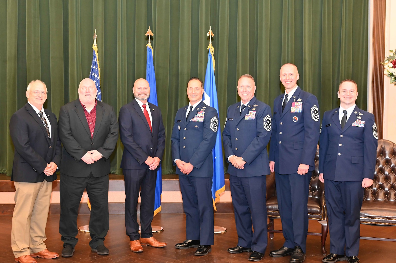Command Chiefs past and present step on stage.