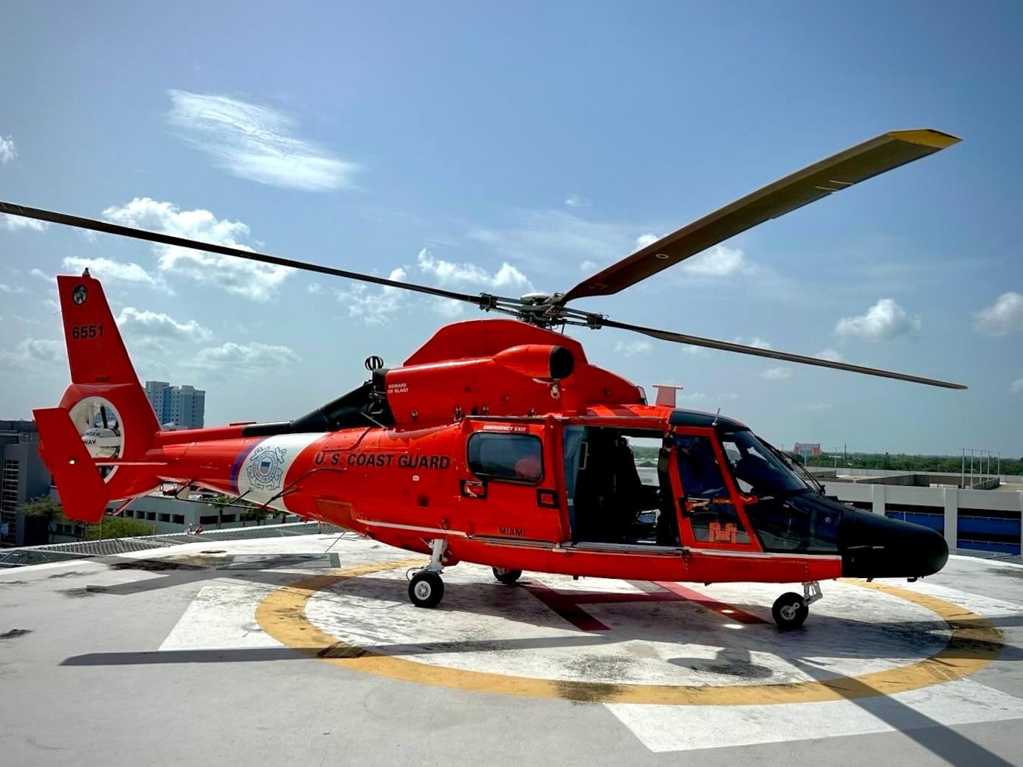 A Coast Guard Air Station Miami aircrew medically evacuates a man from a 100-foot supply vessel approximately 70 nautical miles southeast of Key West, June 28, 2025. The man reportedly sustained an arm injury while aboard the vessel and was transported to Jackson Memorial Hospital for a higher level of care. (U.S. Coast Guard photo by Air Station Miami)