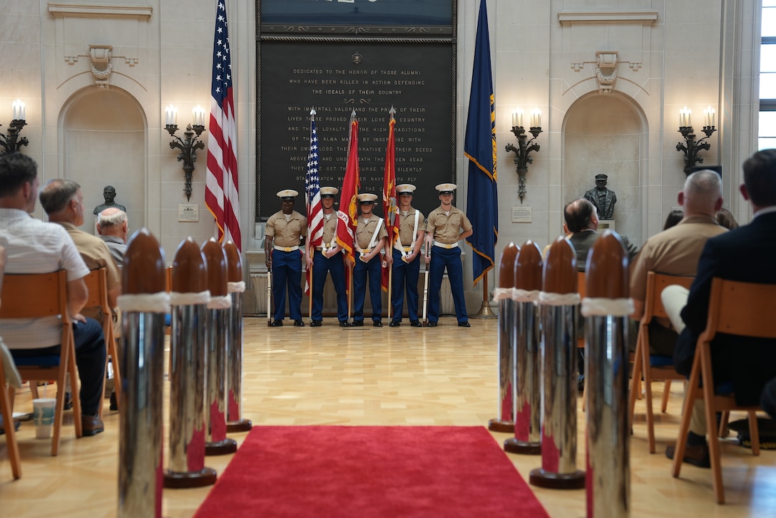 Maj. Gen. Matthew G. Glavy relinquishes command of U.S. Marine Corps Forces Cyberspace Command and U.S. Marine Corps Forces Space Command to Maj. Gen. Ryan P. Heritage at today's Change of Command Ceremony at the United States Naval Academy, Annapolis, MD. MARFORCYBER is responsible for conducting full-spectrum cyberspace operations, including operating and defending the Marine Corps Enterprise Network (MCEN), conducting defensive cyberspace operations within the MCEN and Joint Force networks, and when directed, conducting offensive cyberspace operations in support of Joint and Coalition Forces. MARFORSPACE provides operational support to the Fleet Marine Force. It is a distributed force, integrated throughout the U.S. Space Command enterprise to increase warfighter lethality and provide domain-specific access to warfighting capabilities.