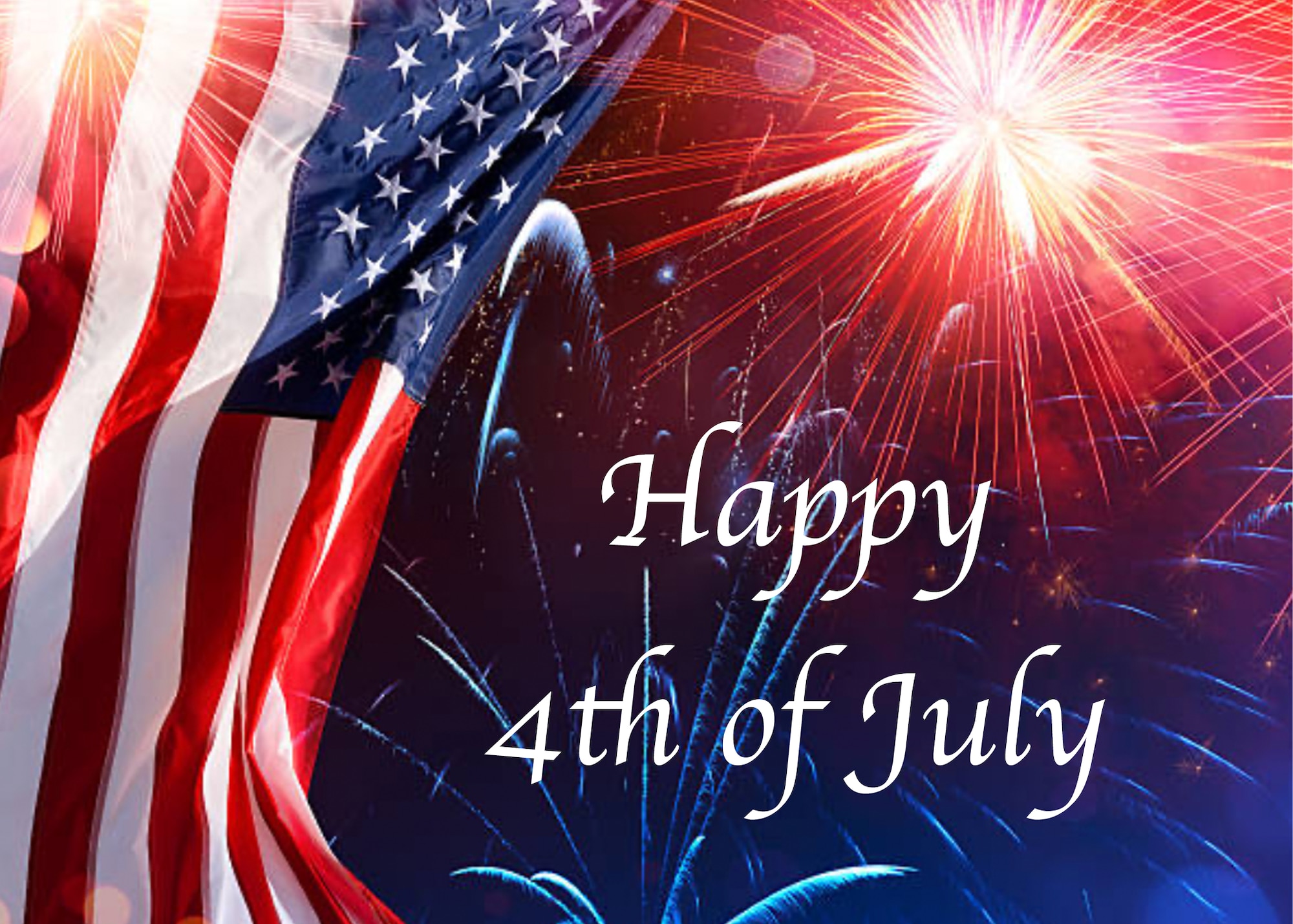 Flag with fireworks showcasing the 4th of July.
