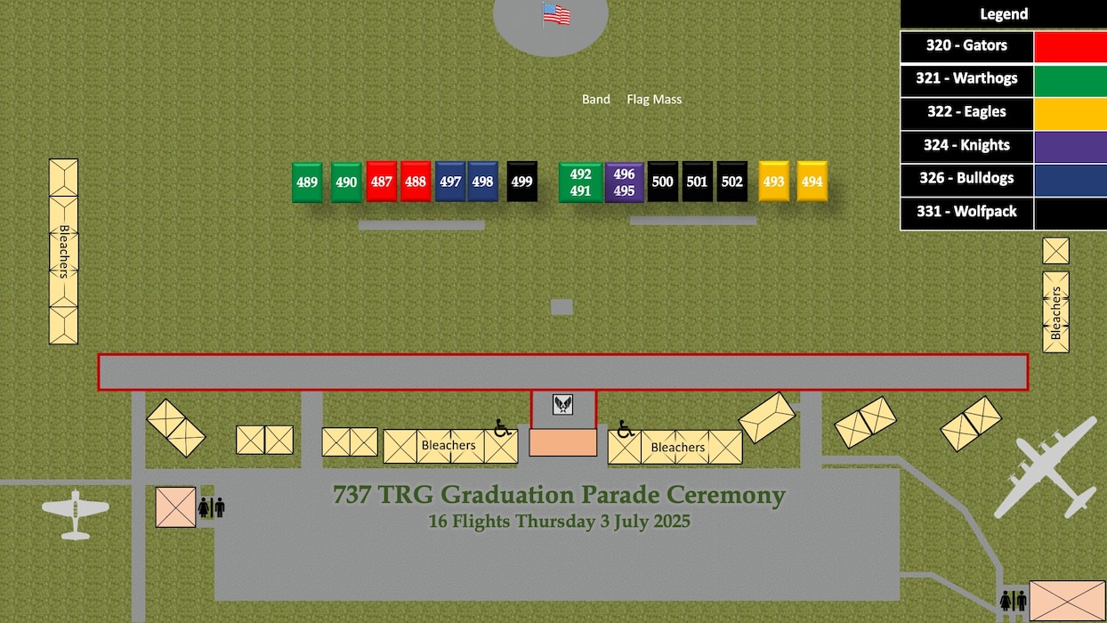 Flights 487-502 Graduation Parade Lineup Graphic