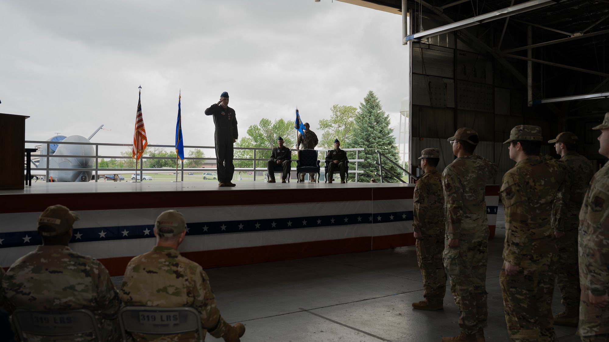 Air Force photo of change of command ceremony.