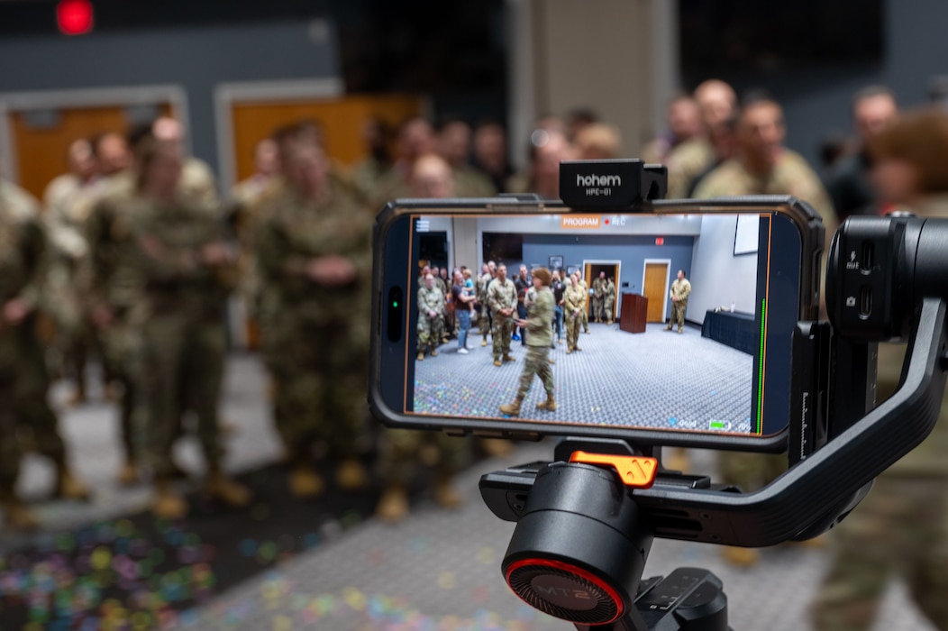 U.S. Air Force Col. Angelina Maguinness, 17th Training Wing commander, gives her remarks following the Tech Sgt. Release Party at the Powell Event Center, Goodfellow Air Force Base, Texas, on June 27.  During the 2025 promotion cycle, the Air Force selected 7,884 staff sergeants out of 30,776 eligible for promotion to Technical Sergeant. (U.S. Air Force photo by Airman 1st Class James Salellas)