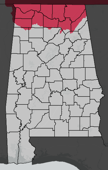 Regulatory boundary map for Nashville District in Alabama