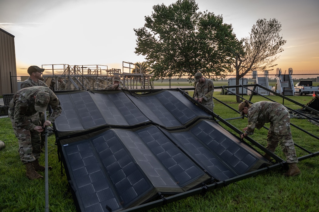 Airmen are setting up a solar-powered Command Post.