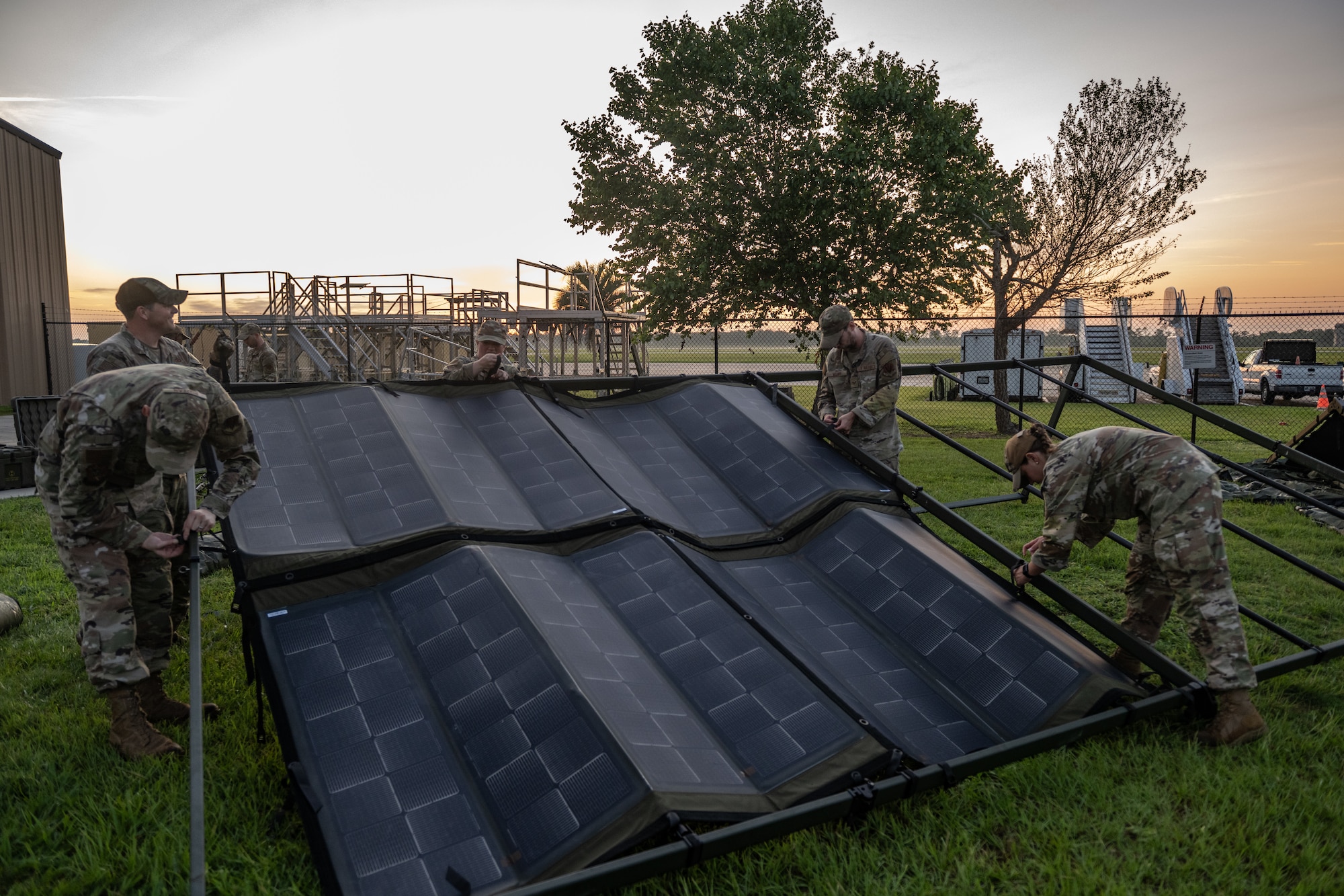 Airmen are setting up a solar-powered Command Post.