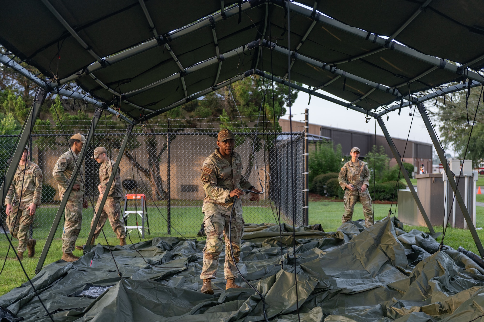 Airmen are setting up a solar-powered Command Post.