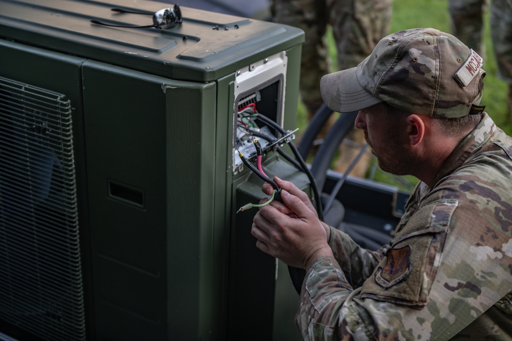 Airmen are setting up a solar-powered Command Post.