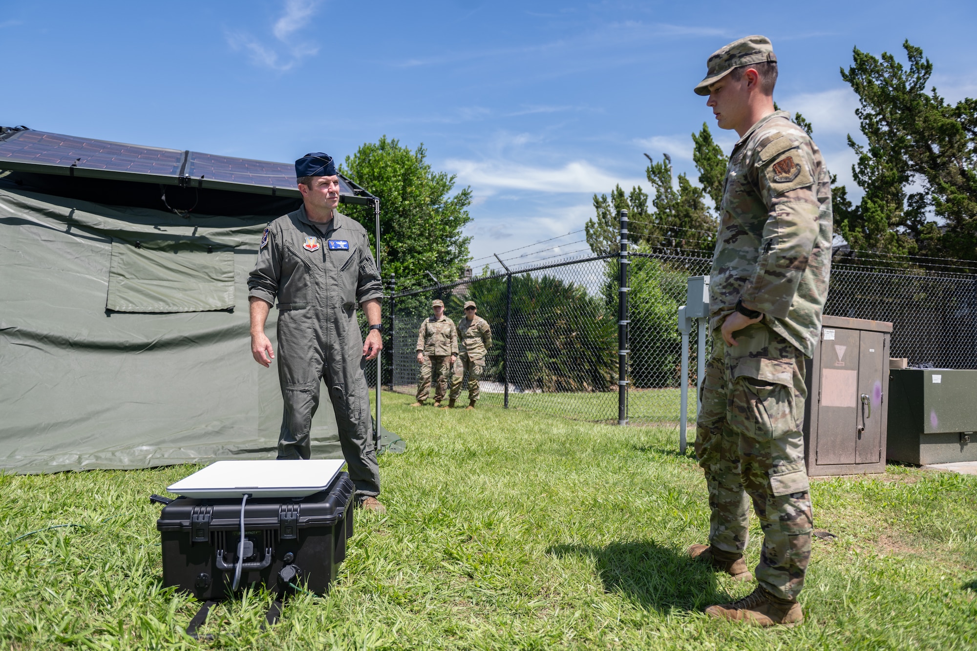 Airmen are setting up a solar-powered Command Post.