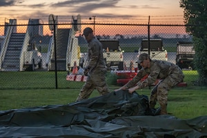 Airmen are setting up a solar-powered Command Post.
