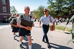 U.S. Coast Guard Academy (USCGA) cadet cadre give orders to the incoming Class of 2029 during Day One at USCGA, New London, Connecticut, June 30, 2025. Day One marks the start of Swab Summer, an intensive seven-week program that prepares students for military and Academy life. (U.S. Coast Guard photo by Petty Officer 3rd Class Matt Thieme)