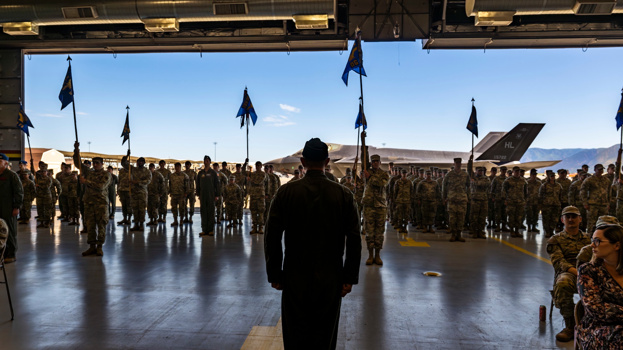 A photo of troops standing in formation during a change of command ceremony