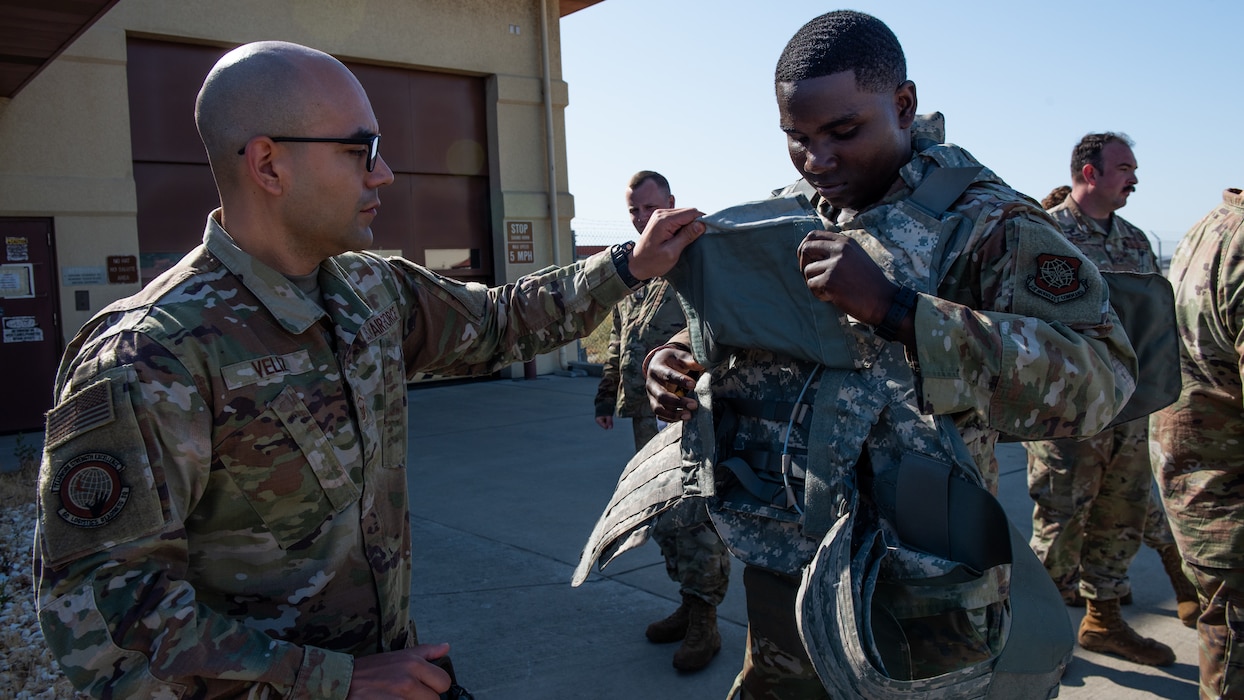 Airman dons battle rattle