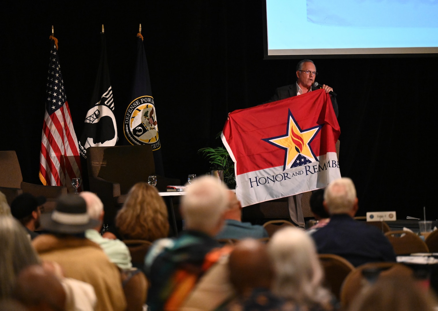 George Lutz, executive director of Honor and Remember, gives a brief during the Vietnam War Annual Government Briefing, Omaha, Nebraska, June 26, 2025.