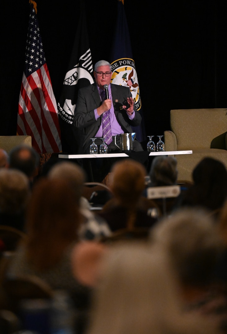 Dr. Tim McMahon, Armed Forces Medical Examiner System director, gives a brief at the Defense POW/MIA Accounting Agency's Vietnam War Annual Government Briefing, Omaha, Nebraska, June 27, 2025.