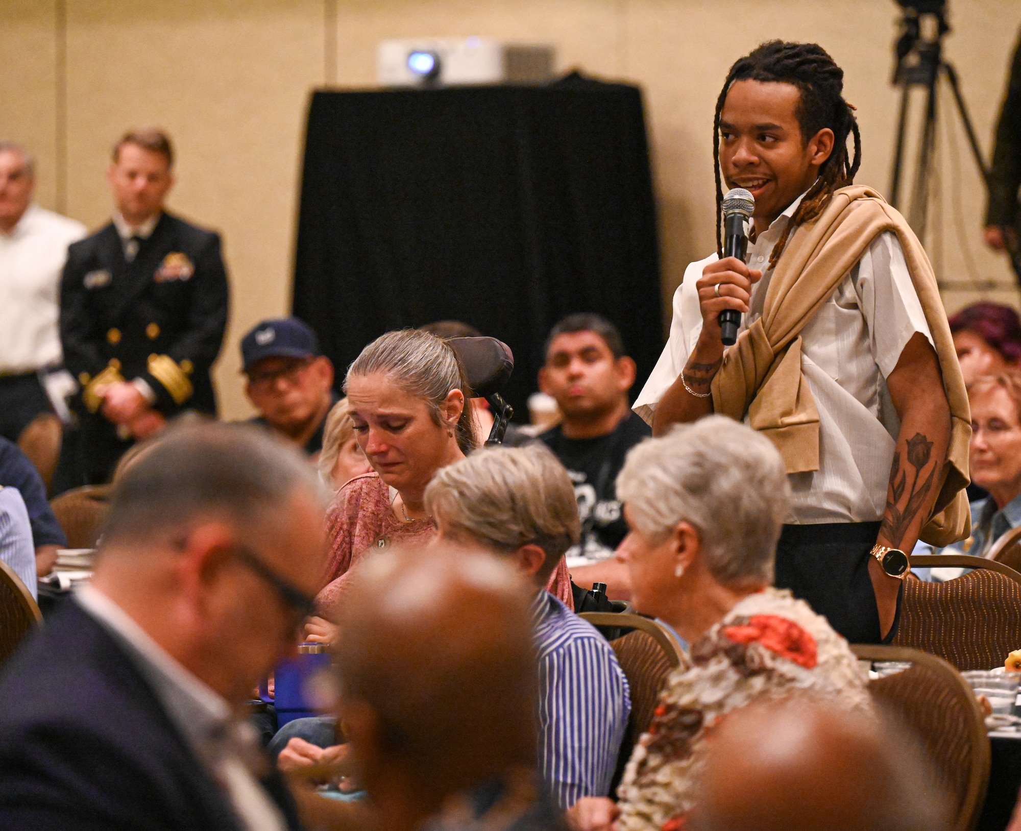 Family members of unaccounted for American service members from the Vietnam War share stories about their missing loved ones during a remembrance ceremony at the Vietnam War Annual Government Briefing, Omaha, Nebraska, June 26, 2025.